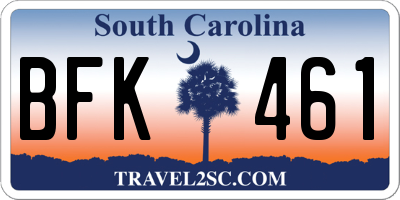SC license plate BFK461