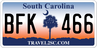 SC license plate BFK466