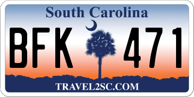 SC license plate BFK471