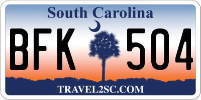 SC license plate BFK504