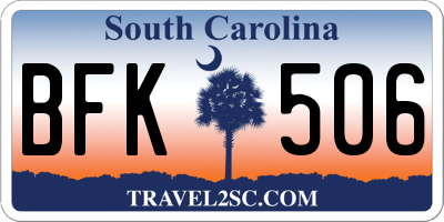 SC license plate BFK506