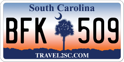 SC license plate BFK509