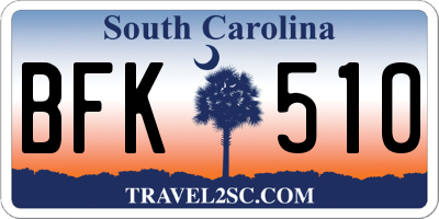 SC license plate BFK510