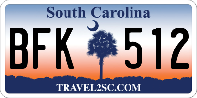 SC license plate BFK512
