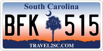 SC license plate BFK515