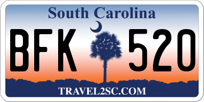 SC license plate BFK520