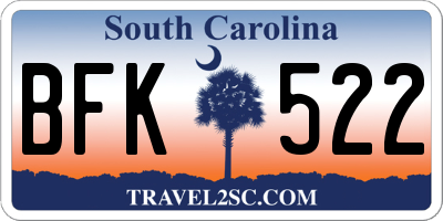 SC license plate BFK522