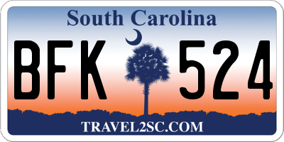 SC license plate BFK524