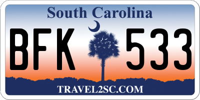SC license plate BFK533
