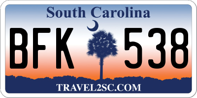 SC license plate BFK538