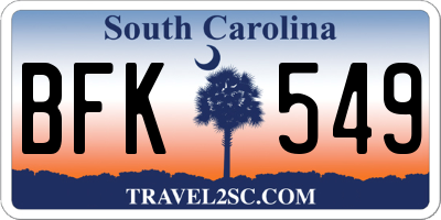 SC license plate BFK549