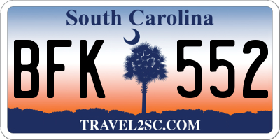 SC license plate BFK552