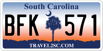 SC license plate BFK571