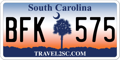SC license plate BFK575