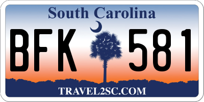 SC license plate BFK581