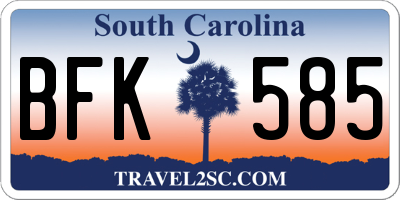 SC license plate BFK585