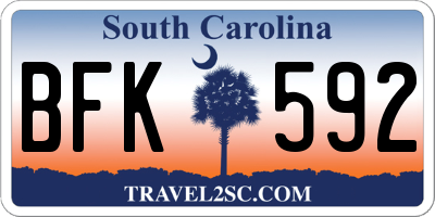 SC license plate BFK592