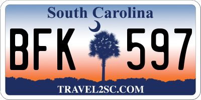 SC license plate BFK597