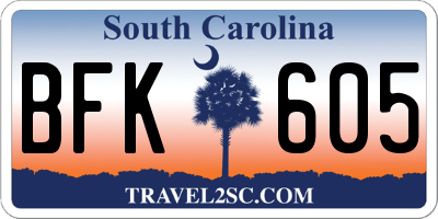 SC license plate BFK605
