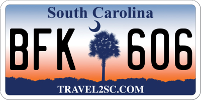 SC license plate BFK606