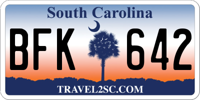 SC license plate BFK642