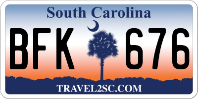 SC license plate BFK676