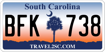 SC license plate BFK738