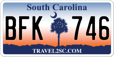 SC license plate BFK746