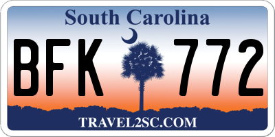 SC license plate BFK772