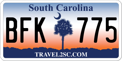 SC license plate BFK775