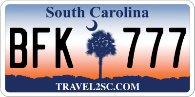 SC license plate BFK777