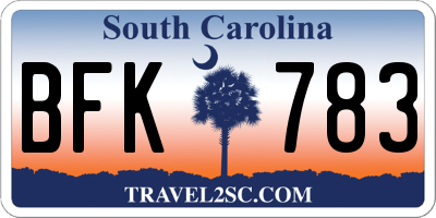 SC license plate BFK783