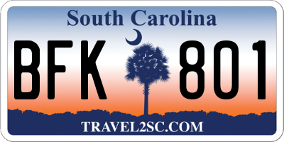 SC license plate BFK801