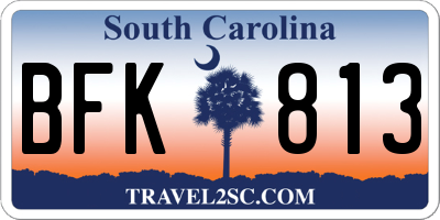 SC license plate BFK813