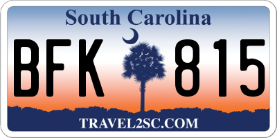 SC license plate BFK815