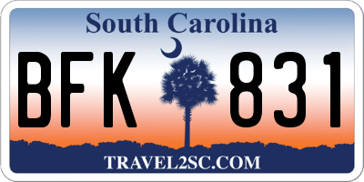 SC license plate BFK831
