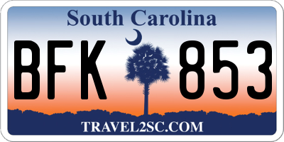SC license plate BFK853