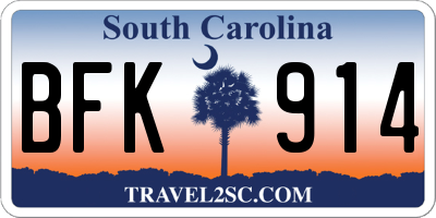 SC license plate BFK914