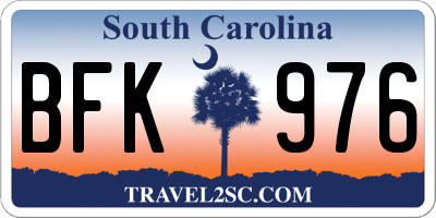 SC license plate BFK976