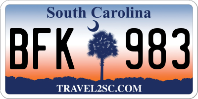 SC license plate BFK983