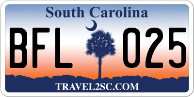 SC license plate BFL025
