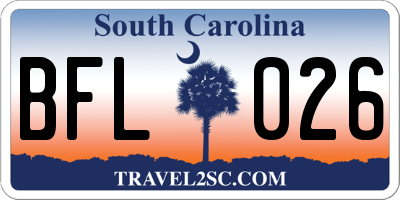 SC license plate BFL026