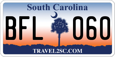 SC license plate BFL060