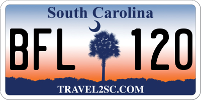 SC license plate BFL120