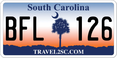 SC license plate BFL126