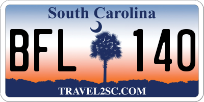 SC license plate BFL140