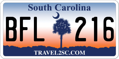 SC license plate BFL216