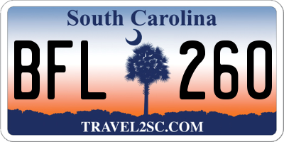 SC license plate BFL260