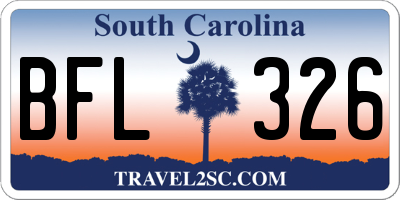 SC license plate BFL326