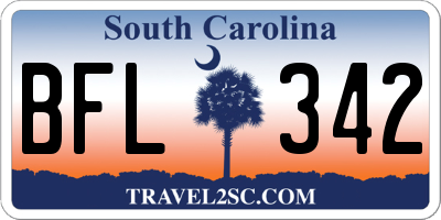 SC license plate BFL342